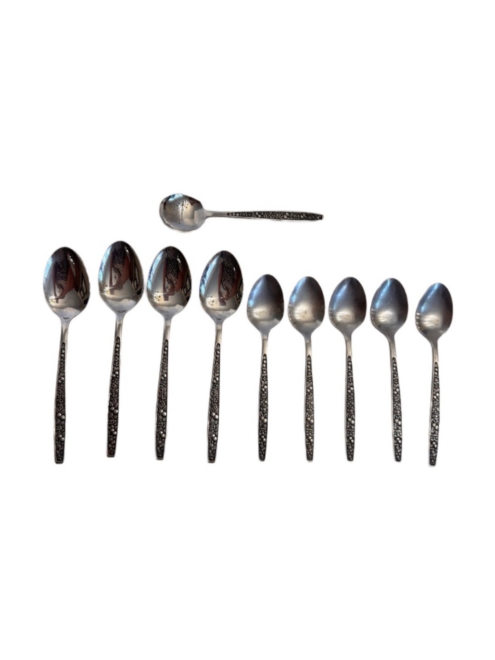 Vintage Pageant Harvest Lot Of 10 Pieces Stainless Flatware Japan Fruit Pattern